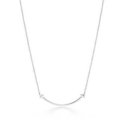 Tiffany & Co. T-Smile Mini Pendant in 18k White Gold Necklace