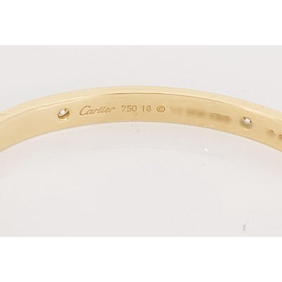 CARTIER Love 4P Diamond Bracelet 18KY Yellow Gold