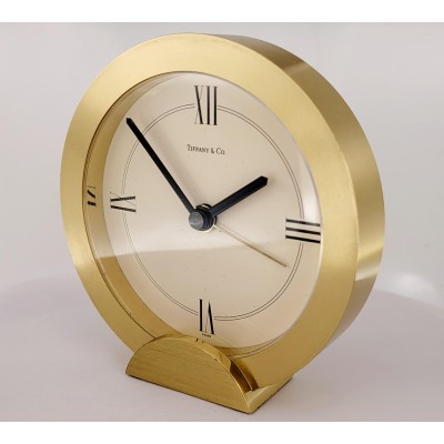 Vintage Tiffany& co Round Brass Quartz Alarm 3.5''