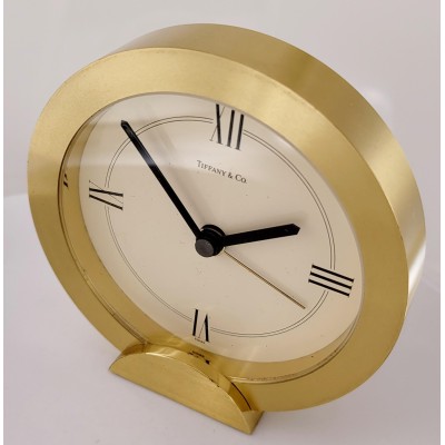 Vintage Tiffany& co Round Brass Quartz Alarm 3.5''