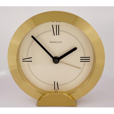 Vintage Tiffany& co Round Brass Quartz Alarm 3.5''