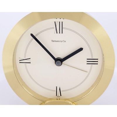 Vintage Tiffany& co Round Brass Quartz Alarm 3.5''
