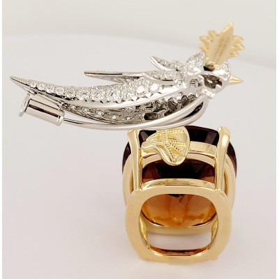 TIFFANY & CO. SCHLUMBERGER PLATINUM & 18K YELLOW GOLD MADEIRA CITRINE BROOCH
