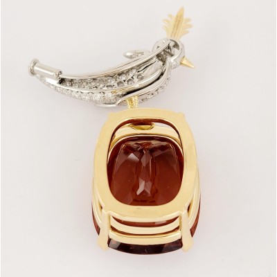TIFFANY & CO. SCHLUMBERGER PLATINUM & 18K YELLOW GOLD MADEIRA CITRINE BROOCH
