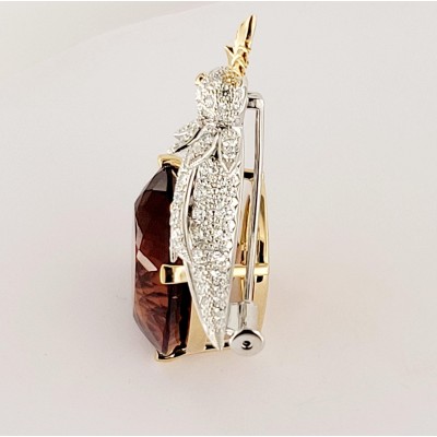 TIFFANY & CO. SCHLUMBERGER PLATINUM & 18K YELLOW GOLD MADEIRA CITRINE BROOCH