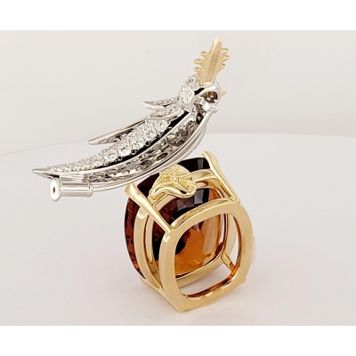 TIFFANY & CO. SCHLUMBERGER PLATINUM & 18K YELLOW GOLD MADEIRA CITRINE BROOCH