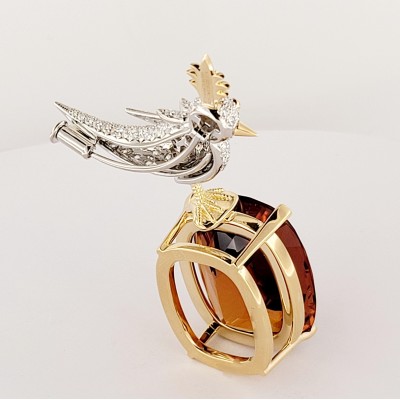 TIFFANY & CO. SCHLUMBERGER PLATINUM & 18K YELLOW GOLD MADEIRA CITRINE BROOCH