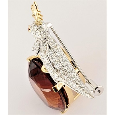 TIFFANY & CO. SCHLUMBERGER PLATINUM & 18K YELLOW GOLD MADEIRA CITRINE BROOCH