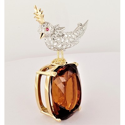 TIFFANY & CO. SCHLUMBERGER PLATINUM & 18K YELLOW GOLD MADEIRA CITRINE BROOCH