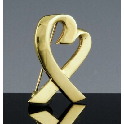TIFFANY & Co. 18K Gold Paloma Picasso Loving Heart Pin Brooch