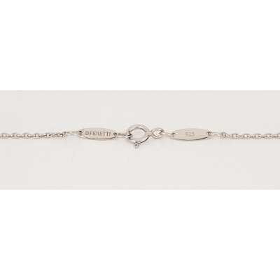 Return To Tiffany & Co 18" Long  Double Heart Charm Necklace AG925 Silver