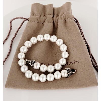 David Yurman Spiritual freshwater pearl beaded  bracelet in Sterling Silver
