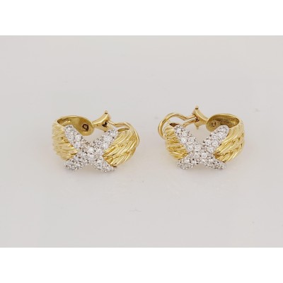 David Yurman 18K Gold Diamond X Triple Cable Earrings