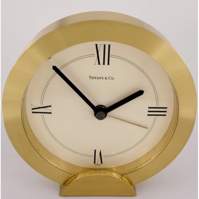 Vintage Tiffany& co Round Brass Quartz Alarm 3.5''